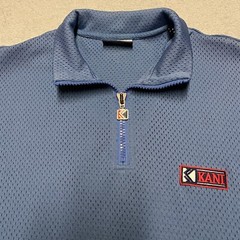 Kani Shirt Mens XL Blue Mesh Sport Jersey 1/4 Zip Logo Hip Hop 90s Retro
