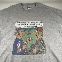 Y2K The Wild Side T Shirt XL Funny Graphic Hunting Fishing Comic Mens Gray
