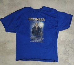 Vintage Blue Wizard Screen Print T Shirt Men’s XXL Short Sleeve Hanes
