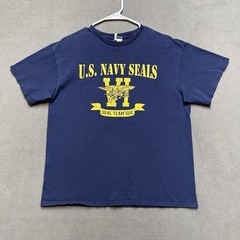 VNTG U.S. Navy Seals Seal Team 6 Shirt Mens Large (Fits like XS-S) Blue Military