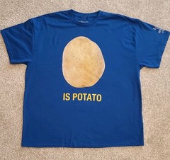 IS POTATO 2022 T-SHIRT – STEPHEN COLBERT LATE SHOW – BLUE – SIZE XL – OFFICIAL
