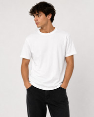 Men’s Crew Neck White Plain Undershirt Blank Tee Pack of 3