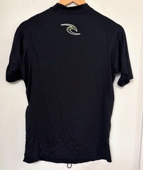 RIP CURL Surfers Rash Guard Polyester Stretch Black w/ White Graphic Adult Large