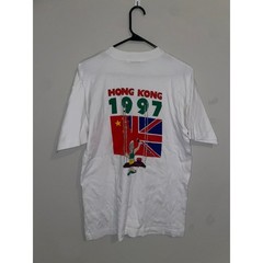 Vintage Hong Kong Independence Shirt 100 Years Flag Graphic White Large Tee VTG