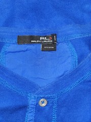 RLX Ralph Lauren Shirt Mens Large Blue Hawaiian Pacific Henley Short Sleeve