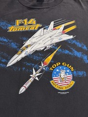 VTG F-14 Tomcat T-shirt Sz XL Black Top Gun Fighter Jet Made In USA 1987 Eagle