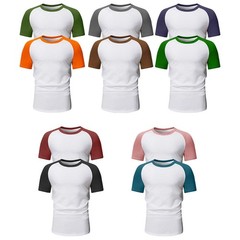 Mens Short Sleeve T Shirt Raglan FOLT Contrast Baseball 100% Cotton New Tee Tops