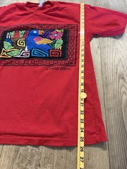 Vintage 90s Costa Rica Parrot Large Red Single Stitch Embroidered Tshirt
