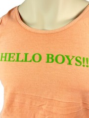 HELLO BOYS 3D Puff Logo Custom print men orange crop tank top by H.E.Arts design