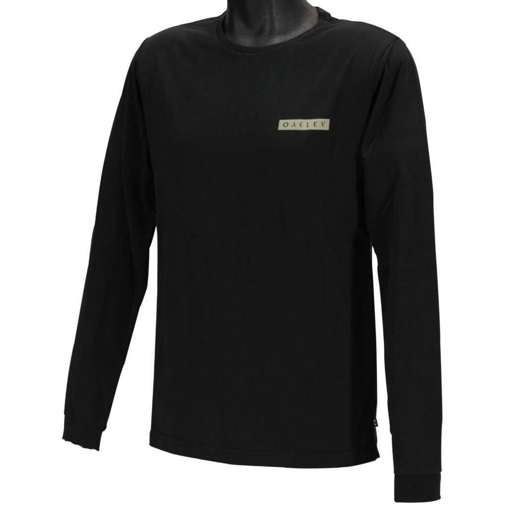 Oakley Harry Long Sleeve Tee Mens Size M Medium Jet Black Cotton Logo T-Shirt