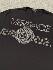 Versace Embroidered T Shirt Mitchel Black Crew Neck Short Sleeve Mens Size Large