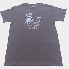 Boys In Books Are Just Better Graphic T-Shirt Charcoal Gray Mens Medium Tee