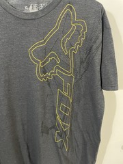 Fox Racing T Shirt Size XL Dark Grey Yellow Logo Short Sleeve Preowned Good