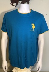 USPA US POLO Blue Yellow Crew Neck Short Sleeve T-Shirt Men’s Large L