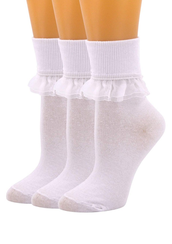 Women Ankle Socks Women Lace Ruffle Frilly Ankle Socks Fashion Ladies Girl Pr…