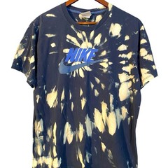 Vtg Nike Mens Crewneck Size Large Swoosh Tie Dyed Short-sleeved Blue T-shirt