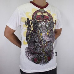 WEED Ganesha Ringer T-Shirt Men Vintage Ganesh Om Hindu God Hippie Bohemian WE03