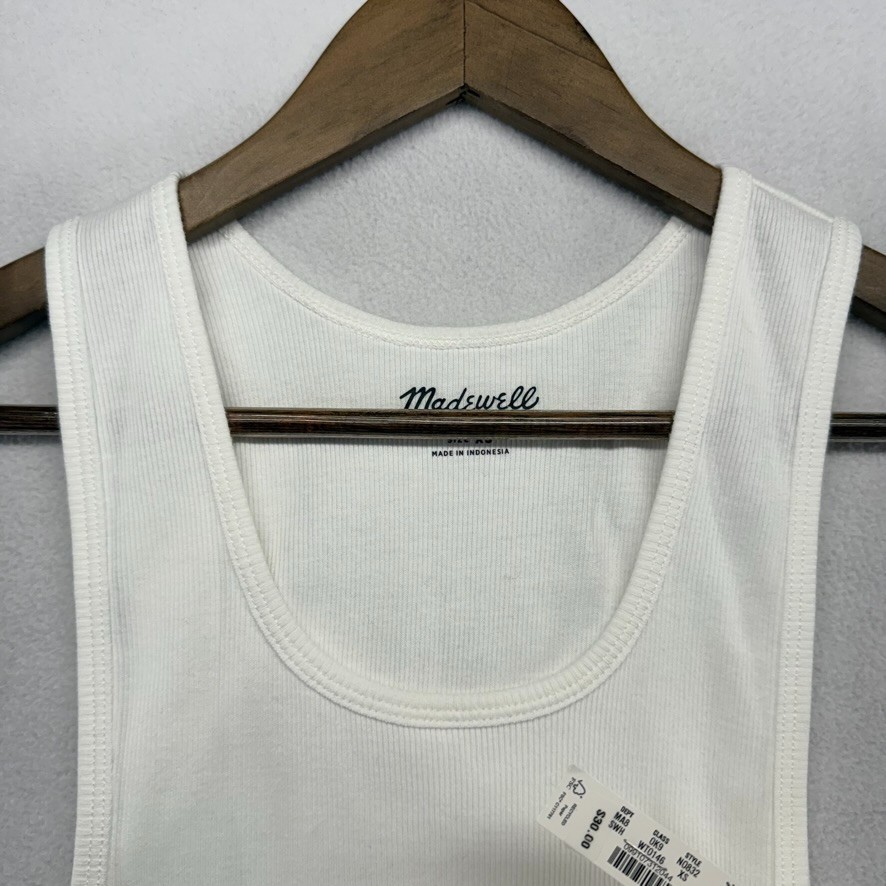 Madewell Tank Top Men’s XS White Ribbed Blank Beater Solid layer Cotton NEW