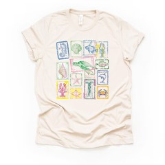 Beach Stamps Collage Comfort Tee Preppy Sea Ocean