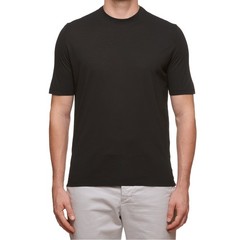 Kiton KIRED “Baciomc” Black Exclusive Crepe Cotton T-Shirt Slim 2023