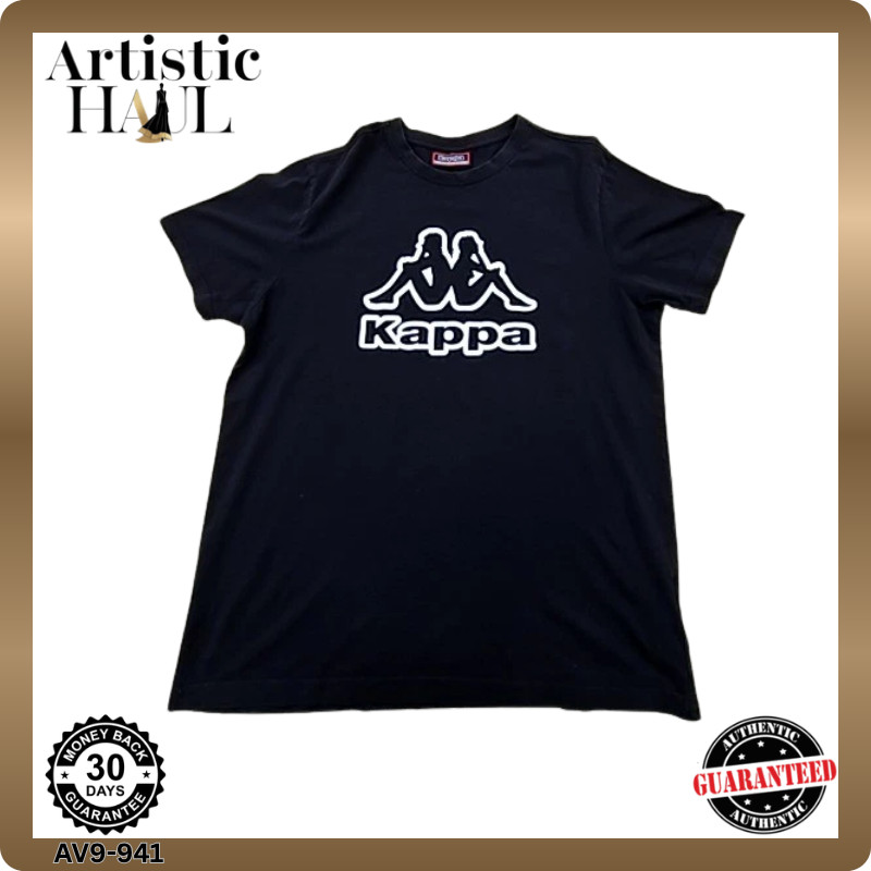 Kappa Mens T-Shirt Black Large Omini Logo Italy Cotton L