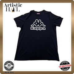 Kappa Mens T-Shirt Black Large Omini Logo Italy Cotton L