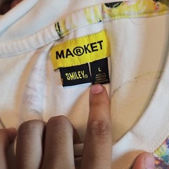 MARKET Smiley Graphic Logo Print Crew Neck Short Sleeve T-Shirt White L