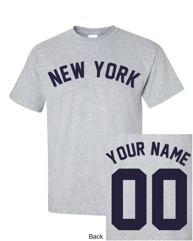 New York CUSTOM Name & Number T-Shirt Jersey Personalized Yankees Giants Tee New