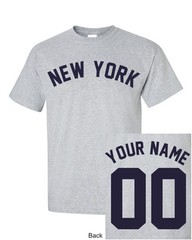 New York CUSTOM Name & Number T-Shirt Jersey Personalized Yankees Giants Tee New