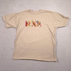 Dash Clothing Shirt Mens Large Beige Kenya Embroidered Graphic Tee Africa Travel
