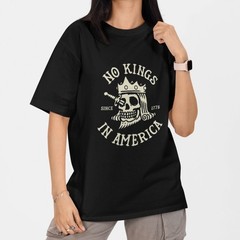 No Kings In America Skull Crown Knife T Shirt Patriotic Freedom Graphic Tee
