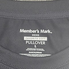 Members Mark Mens Pullover Large Size Black Long Sleeves Top Zip Pocket