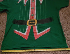 Men’s Size XL Green Short Sleeve T-Shirt Santa Helper Christmas Elf Holiday Time
