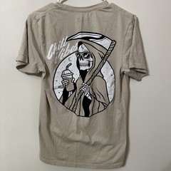 Mens Tee Shirt A Beige Grim Reaper “Chill Vibes” Mad Engine