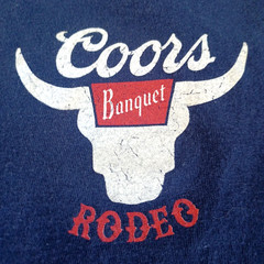Coors Banquet Rodeo T Shirt Large Blue 100% Cotton Distressed Vintage Style