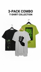 Multi pack T Shirts unisex Drop shoulder (3 Pcs combo offer)