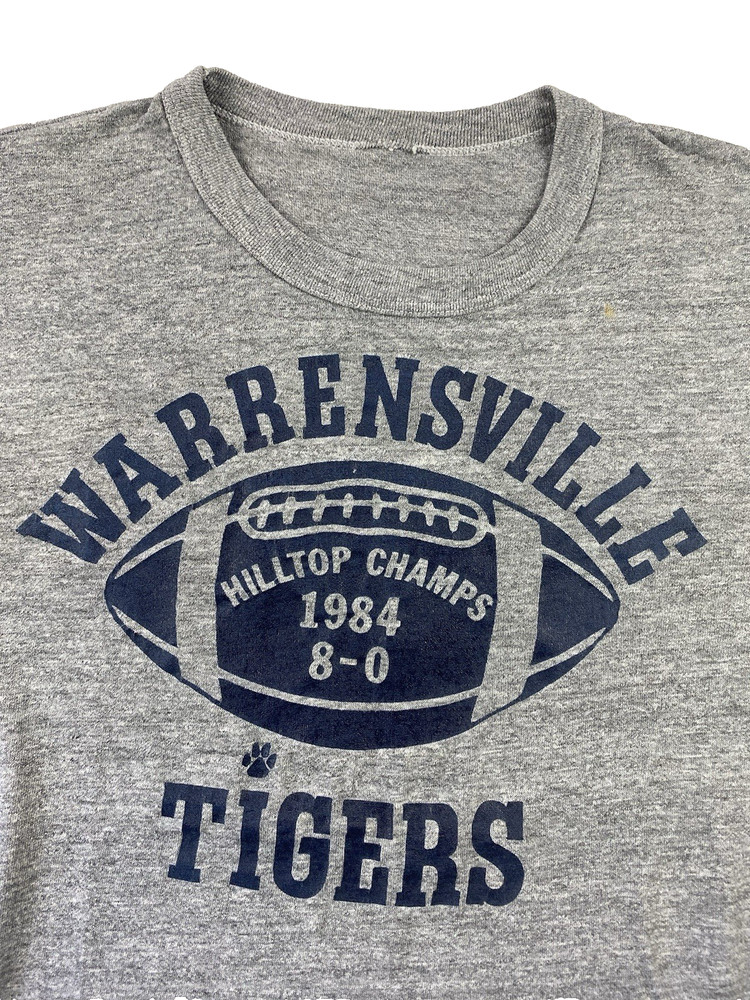 Russell Athletic Vintage Football T-Shirt 80s Gray Tri-Blend High School Champ