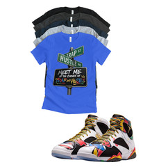 Custom Printed Shirt to Match Jordan 7 Retro Miro Trap Hustle Custom Sneaker Tee