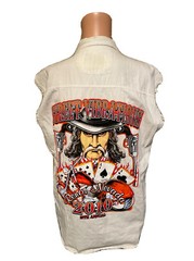 2010 Street Vibrations Reno Nevada Bikers Club Vest Size Large Cards & Flames