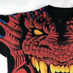 Liquid Blue Double Sided AOP Red Dragon Green XL 1996 Single Stitch Shirt VTG