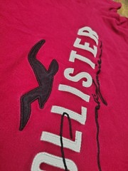Hollister California Men’s T-Shirt Red Embroidered Logo Spellout Short Sleeve M