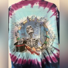 Vintage 1999 Grateful Dead TShirt XL Tie Dye Liquid Blue Queen of Spades 2 Side