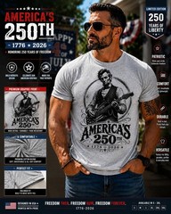 Funny Abraham Lincoln Guitar Shirt, America 250th Anniversary Tee, 4th of July