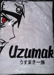 Naruto Uzumaki Clan Sasuke White Graphic T-Shirt Size L Anime Manga NEW