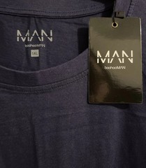 Boohoo Man Mens Size 5xl Dark Blue Crewneck Fitted Short-Sleeve Tshirt NWT! M207