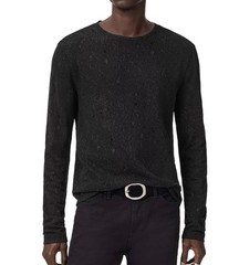 John Varvatos Collection Men’s Vera Distressed Jacquard Textured Crew Tee Black
