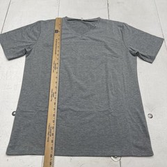 Solid Stretch Shirt Mens Large Gray V-Neck Tee Soft Jersey Basic Tagless Casual