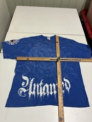 Untamed Lion Shirt XL Blue Y2K Grunge AOP Skater Streetwear Cyberpunk MMA Tapout