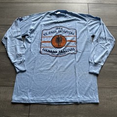 Vintage 1984 St Paul Hospital Fitness Festival T Shirt Long Sleeve 10k Blue Med