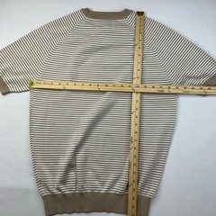 RAITH Shirt Men Sz M Riera Knit Crew Neck Short Sleeve Striped Beige White Tee